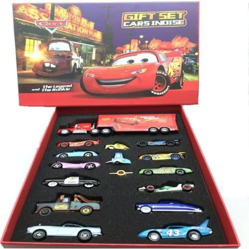 15 pieces Disney Pixar Cars Lightning McQueen Jackson Cruz Car King Roadmaster Uncle Mike Truck Alloy Car Gift Box Set boy Toys