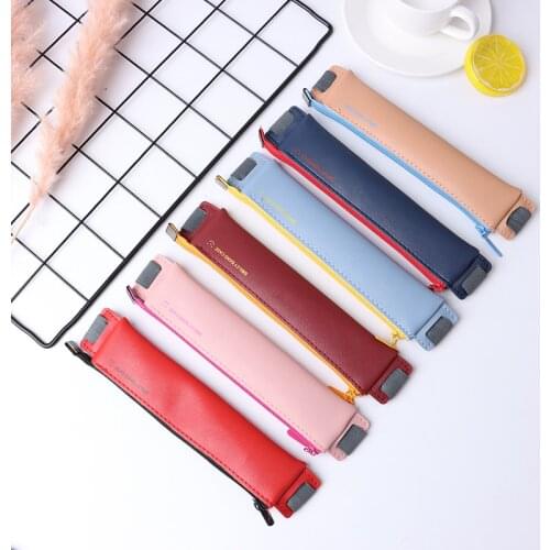PU Leather Mini Pen Bag Elastic Book Pencil Case Portable Pen Pouch Notebook Journal Pencil Holder Office Student Stationery