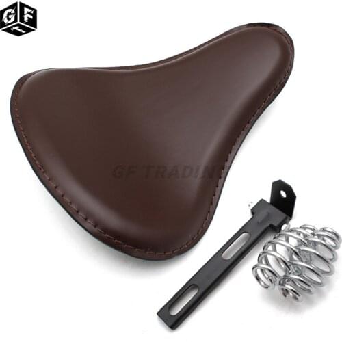 Cafe Racer Motorcycle Retro Solo Seat Cushion +3" Spring Swivel Bracket for Harley Chopper Bobber Leather Saddle Seat Covers