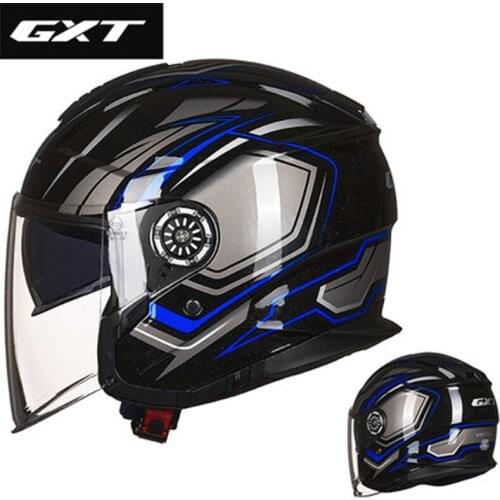 GXT Moto Helmet Outdoor Travel Double Lens 3/4 Open Face Vintage Helmet DOT Certification Motocross Biker Motorbike Face Helmet