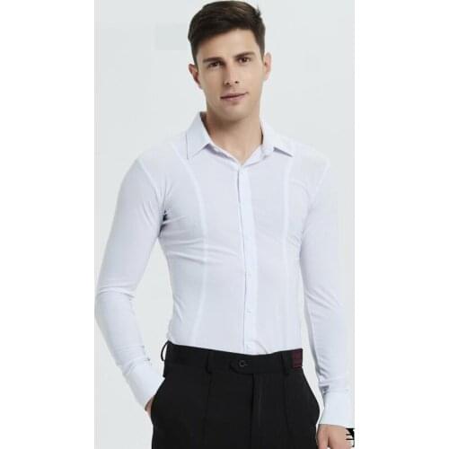 New MenS Long-Sleeved Latin Dance Shirt Standard Competition Clothes Tops Adult Modern Ballroom Cha Cha Latino Jucket DWY1872