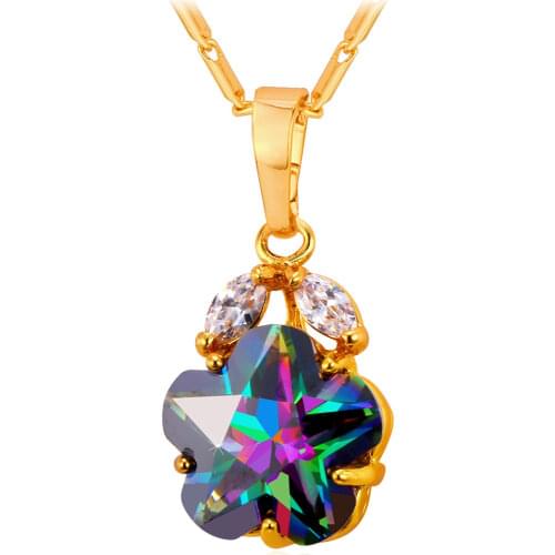 Collare Romantic Crystal Star Necklaces & Pendants Gold Color Cubic Zirconia Christmas Gift Wholesale Necklace Women P954