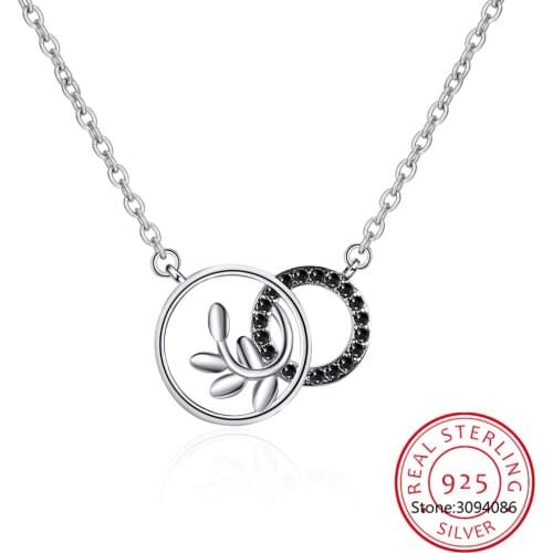 Round Plant Romantic Arrive 925 Sterling Silver Fine Jewelry Trendy Flower Leaf Engagement necklaces & pendants for Women K005