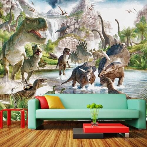 Custom Wall Cloth 3D Stereo Dinosaur World Photo Wall Mural 3D Wallpaper For Kids Room Bedroom Backdrop Wall Covering Home Decor