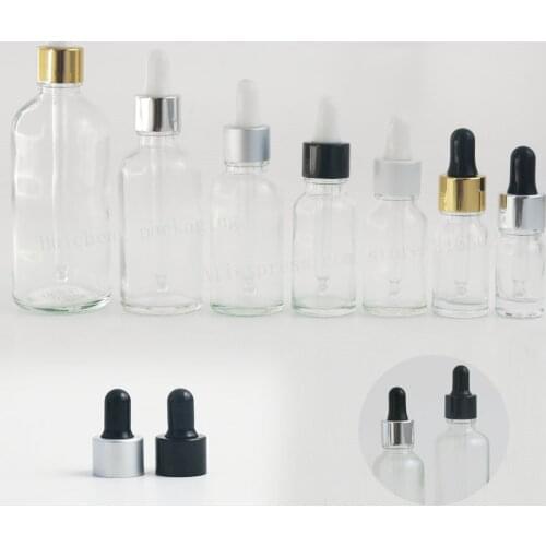12 x 1/2oz Empty Clear Glass Dropper Bottles 1oz Transparent Oil Glass Piepette Dropper Container 5ml 10ml 20ml 30ml 50ml 100ml