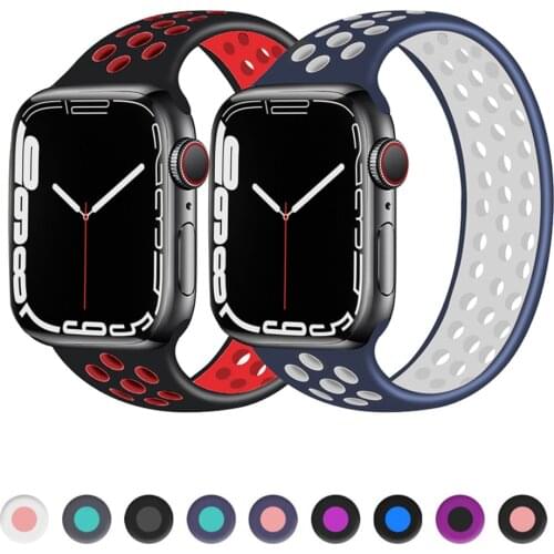 Solo Loop for Apple Watch Band 44mm 40mm 42mm 38mm Breathable Elastic Silicone strap for iwatch apple watch series 6/5/4/3/2/SE