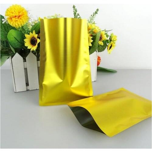 Retail 200Pcs/Lot 11 Sizes Golden Open Up Matte Aluminum Foil Bag Heat Seal Coffee Nut Packaging Bag Sanck Vacuum Packing Bags
