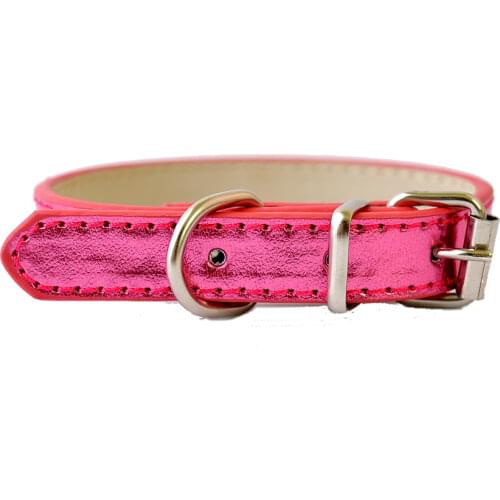Pink Dog Collar Pu Leather Dog Collars for Small Dogs Adjustable 8-11'' Basic Collars Cat Accessories Puppy Pet Supplies