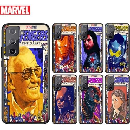 Marvel Avengers Retro poster For Samsung Galaxy S21 S20 FE S10e S10 S9 S8 S7 S6 Ultra Plus Lite 5G Edge Black Soft Phone Case