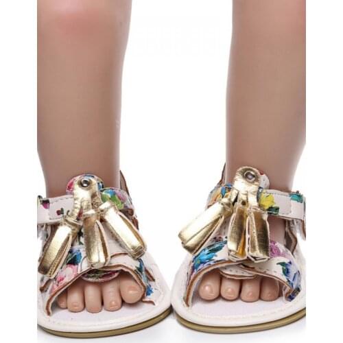 Baby Girls PU Sandals First Walkers Shoes Summer Infant Tassel Toddler Rubber Sole Anit-slip Flat With Shoes