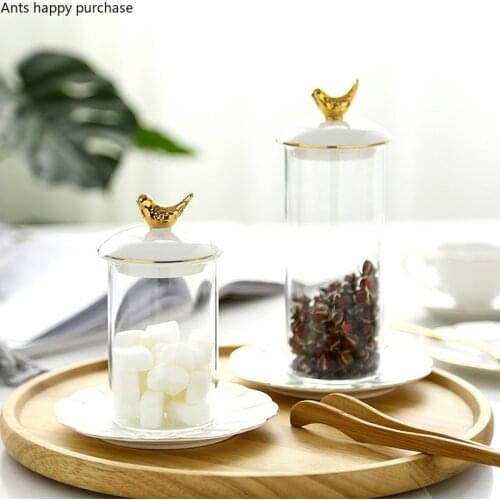 Nordic Little Bird Kitchen Supplies Glass Seasoning Box Salt Shaker Spice Jar Household Sauce Bottle Flower Tea Pot Sugar Bowl