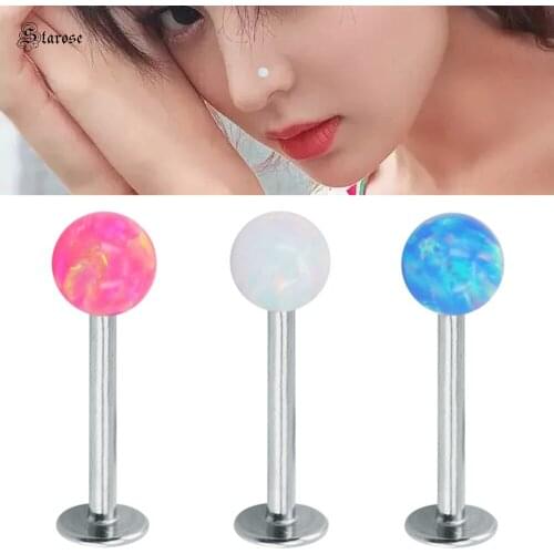 Starose 16G 3mm Opal Labret Piercing Kit Ball Nostril Piercing Nasal Tragus Helix Earrings Lip Ear Piercing Oreja Nose Ring Stud