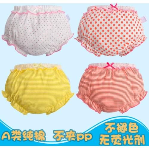 4 Piece/Lot 100% Cotton Baby Panties Girls Briefs Female For Children Underwear Lovely Bow Striped dots Kids Cute Underpants