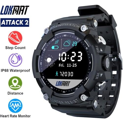 LOKMAT ATTACK 2 Smart Watch Men Fitness Tracker Full Touch Screen Heart Rate Monitor Bluetooth Sport Smartwatch For Android iOS