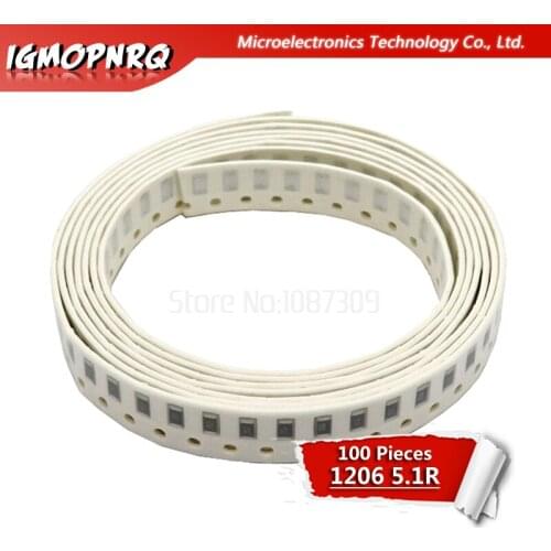 100PCS 1206 SMD Resistor 5% 5.1 ohm chip resistor 0.25W 1/4W 5R1 5.1R