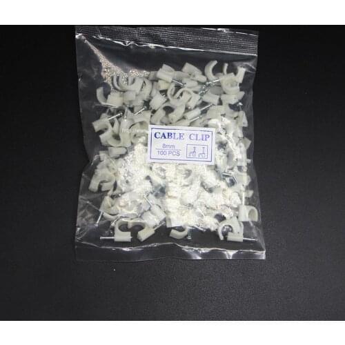 100pcs) 8MM Circle Nail Clip Wall Hanging Screw Clips for RG6 RG59 White