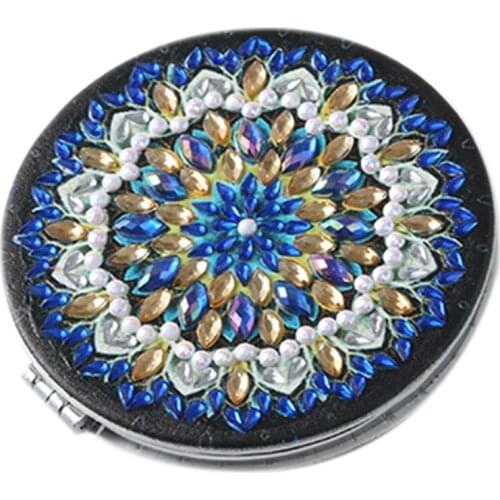 5D DIY Special Shaped Diamond Painting Mirror Women Girl Ultra-Thin Mini Makeup Mirror Embroidery Cross Datura Flowers