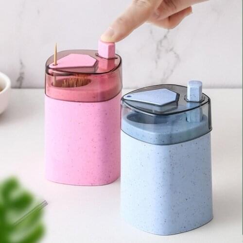 Automatic Toothpick Holder Container Wheat Straw Household Table Toothpick Storage Box Toothpick Dispenser