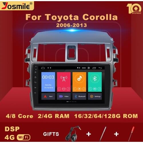 4GB 2 din Android 10.0 Car Multimedia Player For Toyota Corolla E140 E150 2006-2013 Radio GPS Navigation Carplay Wifi DSP 128GB