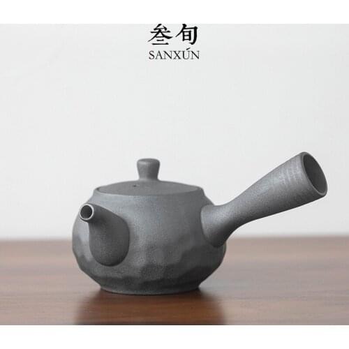 Side placed pot of ceramic teapot contracted kung fu tea set coarse pottery filter single pot of Japanese little teapot