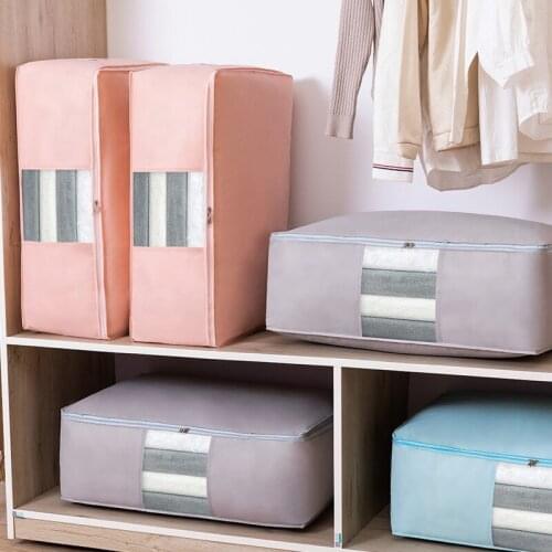 Large Quilt Storage Bag Portable Clothes Blanket Organizer Foldable Closet Sorting Pouches Cabinet Container Home Storage