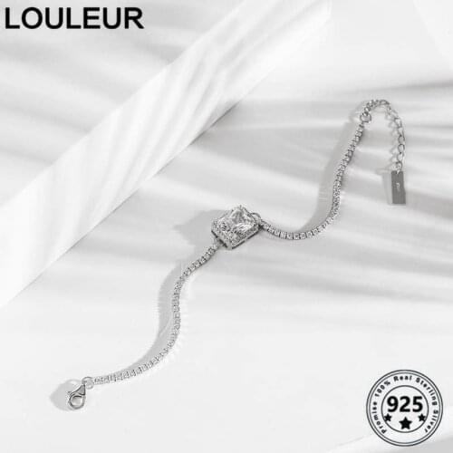 Louleur All-Match 925 Sterling Silver Bracelets AAAA Zircon Adjustable Bracelets Fashion For Women Fine Jewelry Silver 925