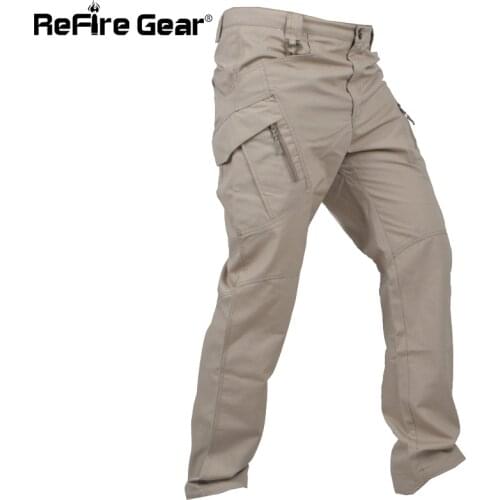 ReFire Gear IX11 Urban Tactical Military Pants Men SWAT Multi Pockets Army Combat Cargo Pants Casual Work Stretch Cotton Trouser