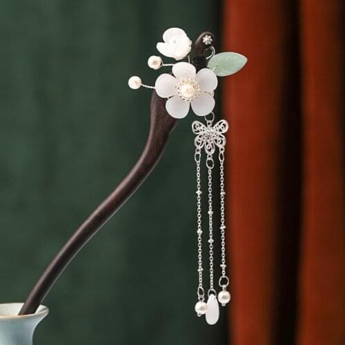 Wood Hair Sticks Vintage Flower Hair Chopsticks Hanfu Hairpin Retro Hairpiece for Women DL