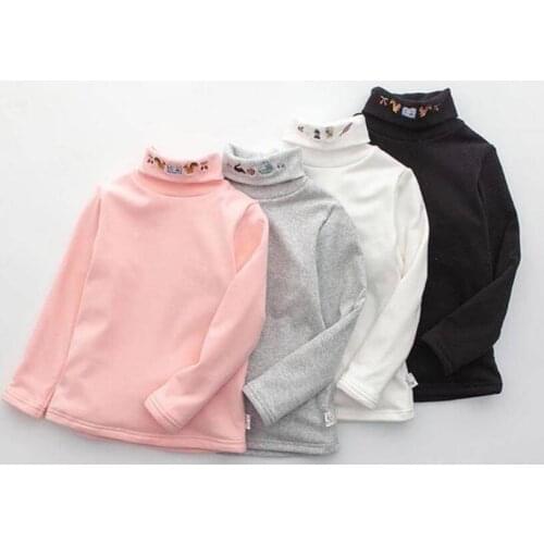 Embroidered Girls Blouses Autum Brushed White Shirt Children LongSleeved Blouse Thicken Clothing Baby Cotton Tops Winter Clothes