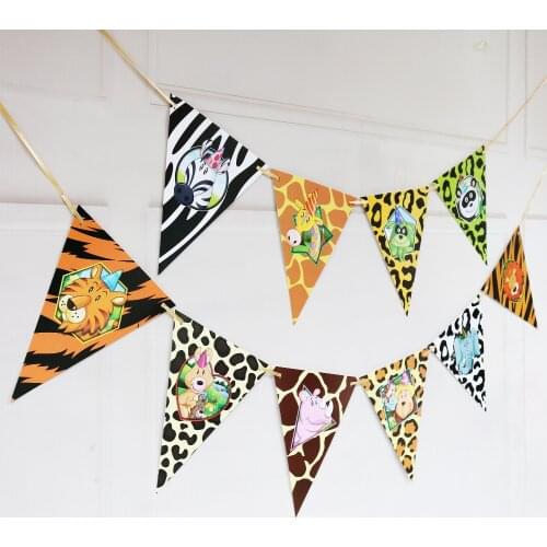 Jungle Animals Leaves Banner Home Decoration Woodland Garland Forest Theme Birthday Festival Party Supplies