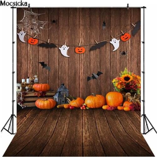 Halloween Backdrops for Photography Brown Wood Board Photo Props Studio Booth Background Kids Birthday Cake Smash Shoot Backdrop