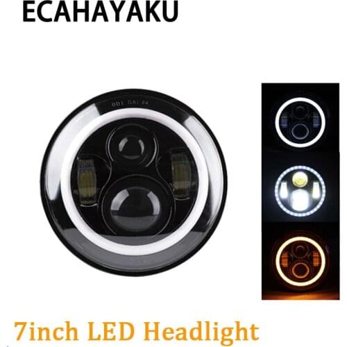 ECAHAYAKU 7 Inch Round 40W H4 LED Headlights Day running light With Angle Eyes Headlamp For Lada 4x4 4wd Urban Niva Land Rover