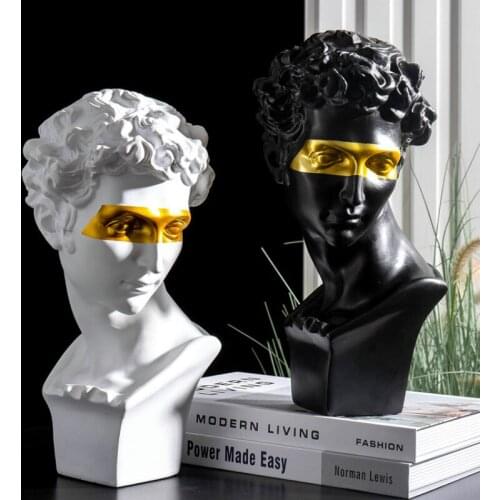 [HHT] Nordic Light Luxury David Golden Eye Sculpture Decor Cabinet Entrance Home Decoration Cafe Restaurant Counter Resin Statue