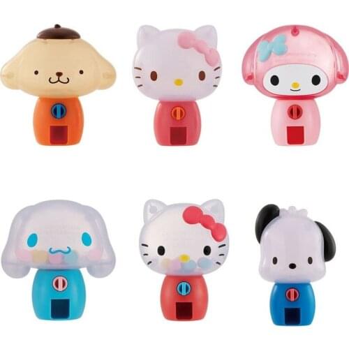 BANDAI Mini Gashapon Machines Capsule Toy Sanrioes Mini Cinnamoroll Dog HelloKitty Pudding Dog Pacha Doll Table Ornament Gift