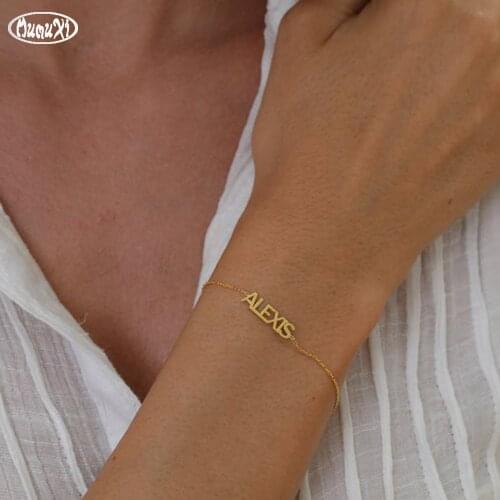 Personality Lady Bracelet Stainless Steel Letter Name Minimalist Style Lady Bracelet Custom Jewelry Gift For Mother