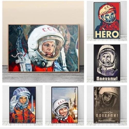 Space Heroes Yuri Gagarin Canvas Painting Modern Wall Picture for Living Room Vintage Posters and Prints Home Hanging Decoration