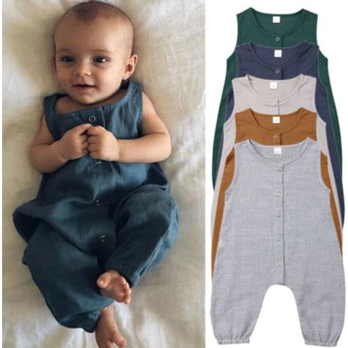 Pudcoco US Stock New Casual Newborn Baby Boy Girl 0-24M Cotton Romper Solid Soft Jumpsuit Summer Clothes Outfit