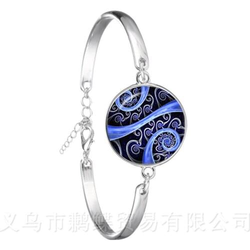 Beautiful Peacock Feathers Bracelet Mandala Glass Cabochon Buddhism Black/Brown Bangle For Men Women Jewelry Creative Gift