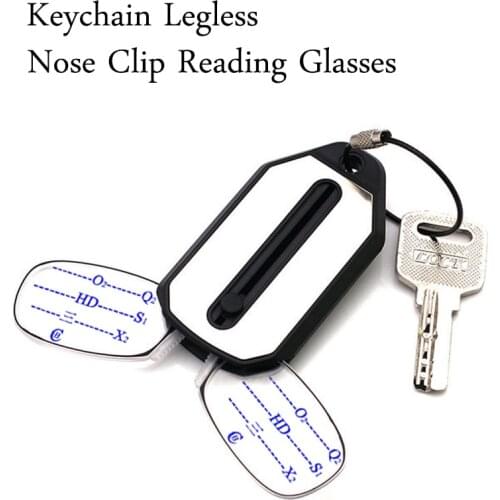 2021 Mini Keychain Legless Nose Clip Reading Glasses Men Women Portable Folding Smart Magnifier Glasses Diopter+1.0 To +3.0