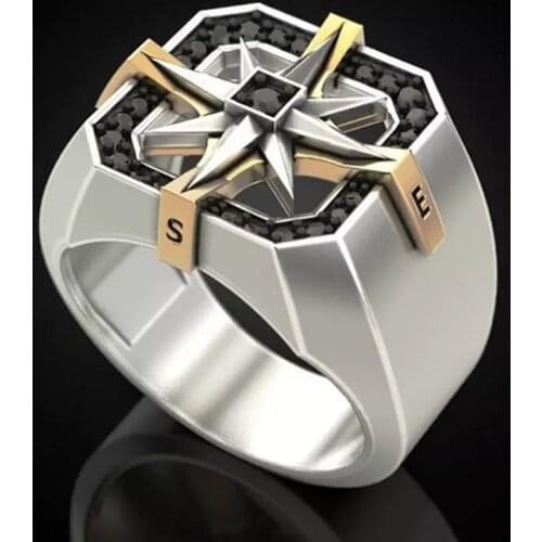 2021 Nordic Vintage Men Ring Letter Viking Compass Amulet Jewelry Alloy Rings Party Gift For Boyfriend Accessories