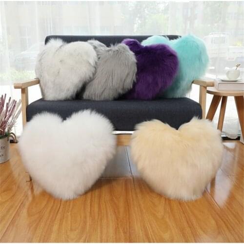 Soft Plush Heart Pillow Cover Sofa Chair Decoration Washable Pillow Case No Core Car Backrest Cushion Home Decoration Cushion