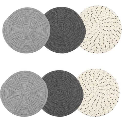 New 6 Pcs Pot Holders Set(2 Sizes),7 in Trivets for Kitchens and 4.33 in Coasters,Cotton Thread Weave Pot Holdersfor Cooking