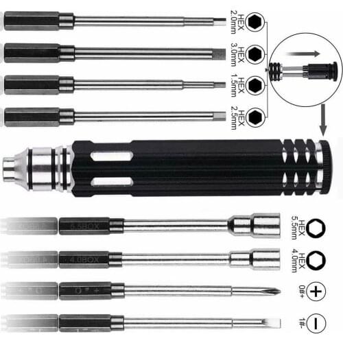 8 in 1 Screwdriver Hobby Hardware Repair Tools Kit For RC Car Drone Plane Hex Philip Spanner Socket Hexagon H1.5 H2.0 H2.5 H3.0