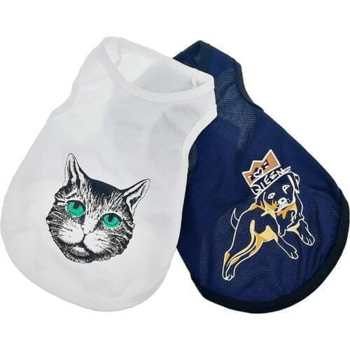 New summer pet clothes, printed cartoon dog clothes, dog shirts, T-shirts, vests, suitable for small and medium-sized pets