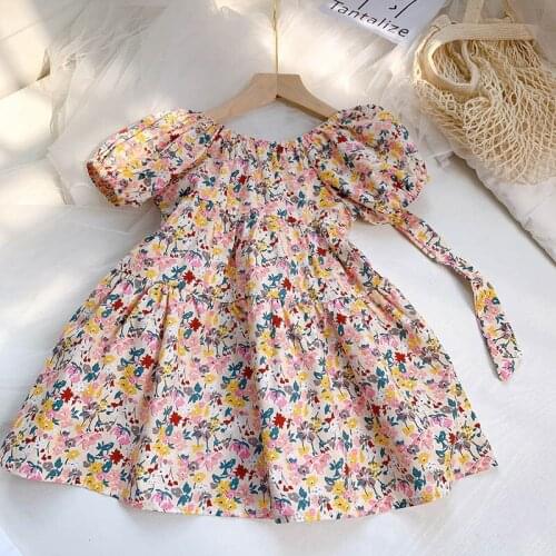 2021 New Spring summer girl plaid Princess dresses baby children kids casual stitching birthday party dresses