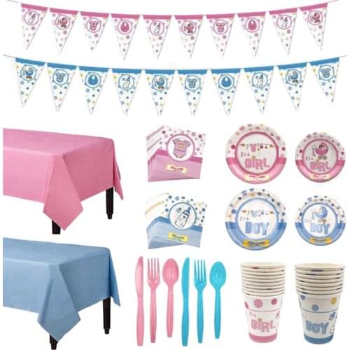 Baby 1st Birthday Disposable Tableware Balloon Paper Cup Plate First One Birthday Party Table Decor Baby Shower Party Supplies