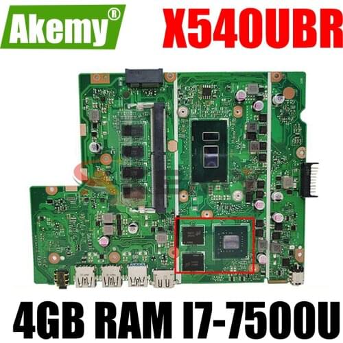 Akemy X540UBR laptop mainboard For ASUS X540UB X540UBR X540UV original motherboard with 4GB RAM I7-7500U V2G tested full 100
