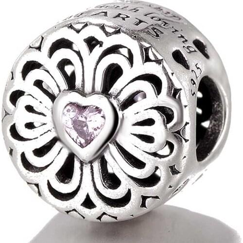 Original Openwork Filigree Love & Friendship Beads Fit 925 Sterling Silver Bead Charm Bracelet Diy Jewelry