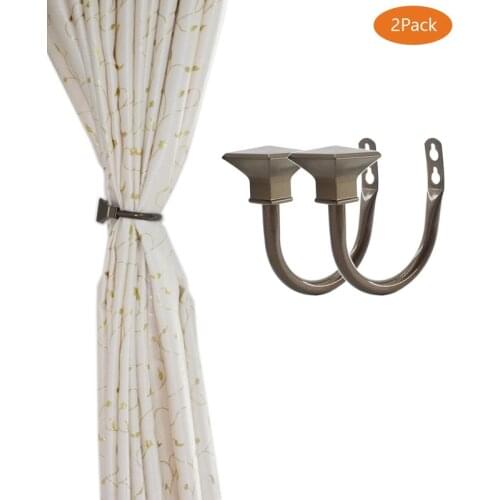 2 Pack Curtain Holdbacks, U Shaped Wall Mounted Curtain Tieback Hooks Drapery Tiebacks Decorative Curtain Hooks for Home Decor
