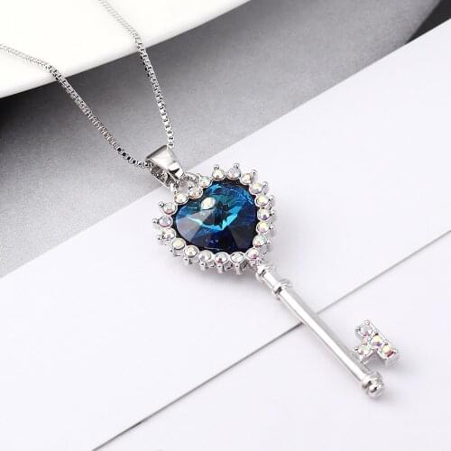 BAFFIN Heart Shaped Key Pendant Necklace Embellished with Crystals From Swarovski Romantic Jewelry For Women Engagement Wedding